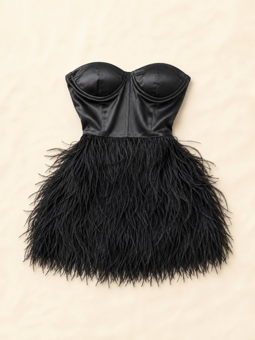 Blaque Label Black Ostrich Feather Corset Mini Dress – Size S